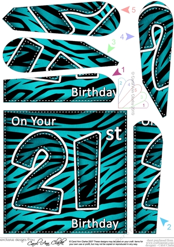 Fun Zebra Striped 21st Birthday Fan Pyramage Topper