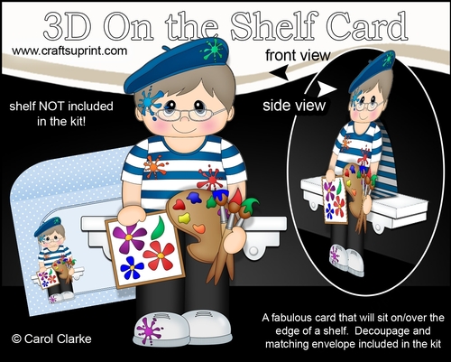 3D On the Shelf Card Kit - Little Artist Kylian is painting En Plein Air