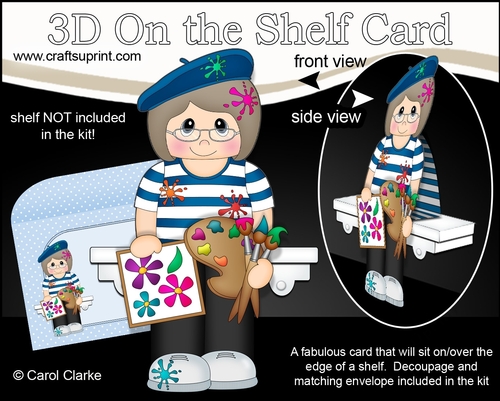 3D On the Shelf Card Kit - Little Artist Margaux is painting En Plein Air