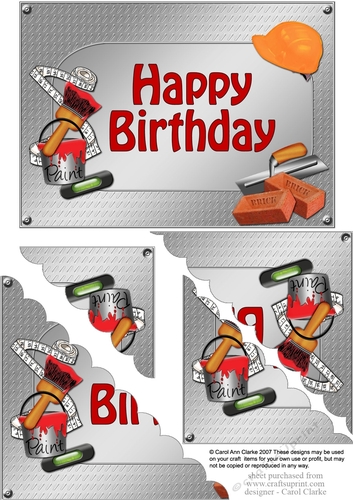 5x7 Handyman Tools Happy Birthday Scallop Corner