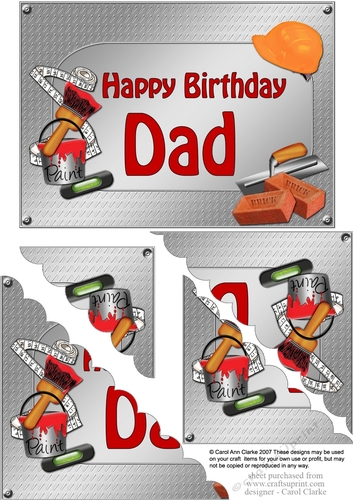 5x7 Handyman Tools Happy Birthday DAD Scallop Corner