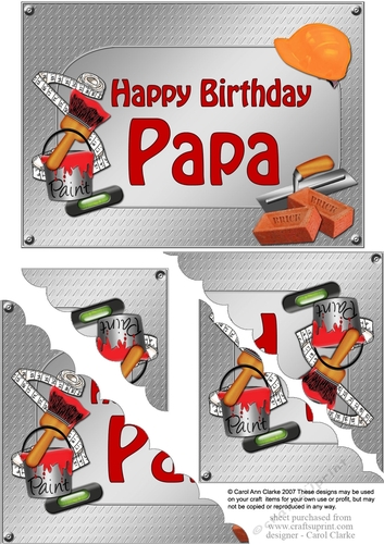 5x7 Handyman Tools Happy Birthday PAPA Scallop Corner