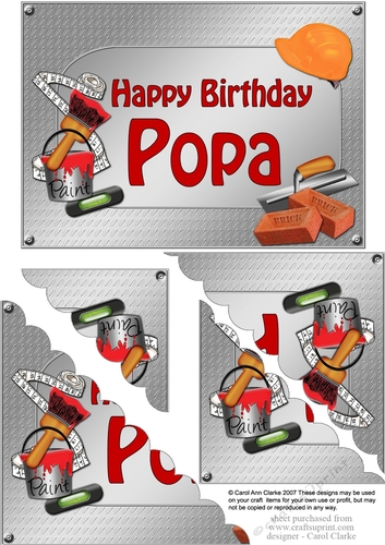 5x7 Handyman Tools Happy Birthday POPA Scallop Corner