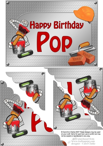 5x7 Handyman Tools Happy Birthday POP Scallop Corner