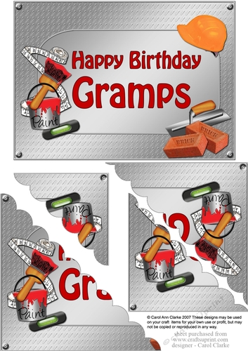 5x7 Handyman Tools Happy Birthday GRAMPS Scallop Corner