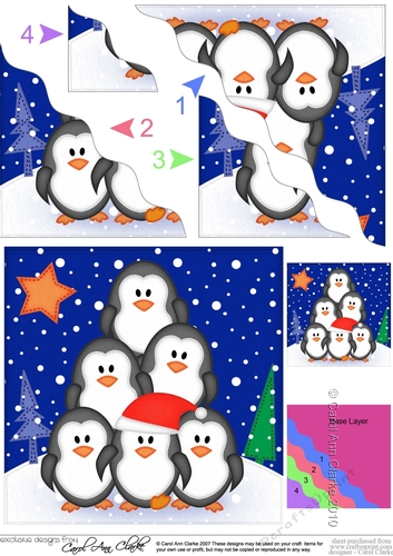 Christmas Penguin Tree Felties Wavy Corner side stacker Topper
