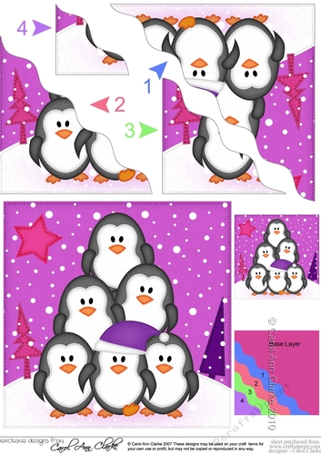 Christmas Penguin Tree Felties Wavy Corner side stacker Topper