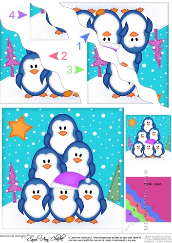Christmas Penguin Tree Felties Wavy Corner side stacker Topper