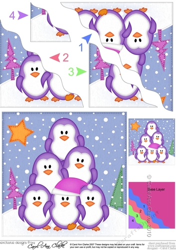 Christmas Penguin Tree Felties Wavy Corner side stacker Topper
