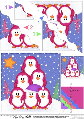 Christmas Penguin Tree Felties Wavy Corner side stacker Topper