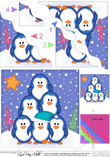 Christmas Penguin Tree Felties Wavy Corner side stacker Topper