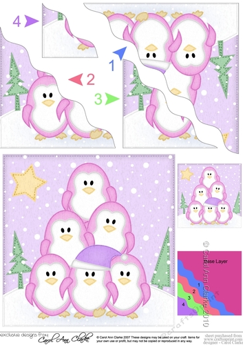 Christmas Penguin Tree Felties Wavy Corner side stacker Topper