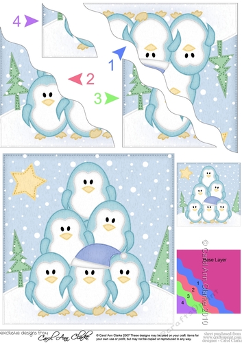 Christmas Penguin Tree Felties Wavy Corner side stacker Topper