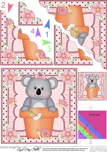 Flower Pot Friends Cute Little Koala Bear Scalloped Corner Stacker