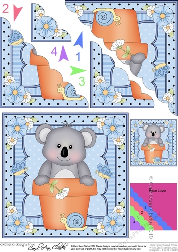 Flower Pot Friends Cute Little Koala Bear Scalloped Corner Stacker