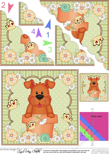 Flower Pot Friends Cute Little Rusty Dog Scalloped Corner Stacker