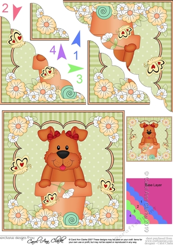 Flower Pot Friends Cute Little Rusty Dog Scalloped Corner Stacker