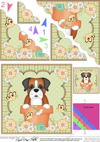 Flower Pot Friends Cute Little Boxer Dog Scalloped Corner Stacker