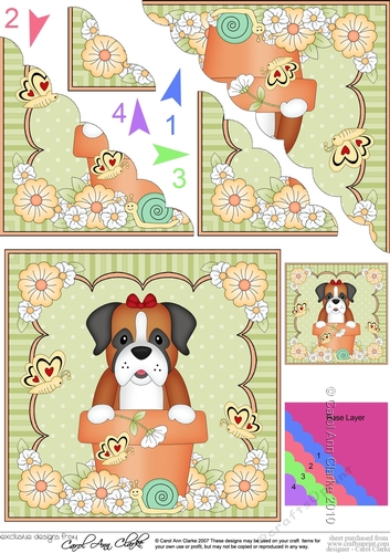 Flower Pot Friends Cute Little Boxer Dog Scalloped Corner Stacker