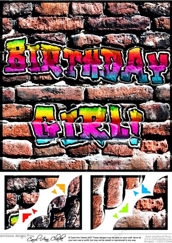 8 x 8 Graffiti BIRTHDAY GIRL! Scalloped corner Topper