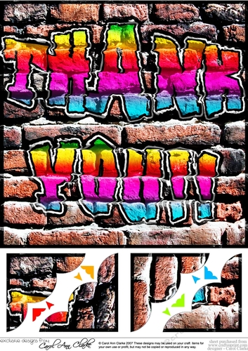 8 x 8 Graffiti THANK YOU Scalloped corner Topper