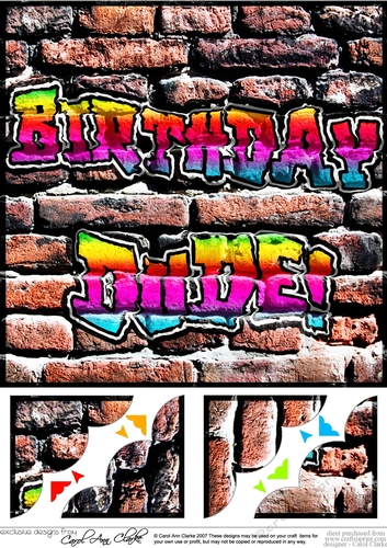 8 x 8 Graffiti BIRTHDAY DUDE! Scalloped corner Topper