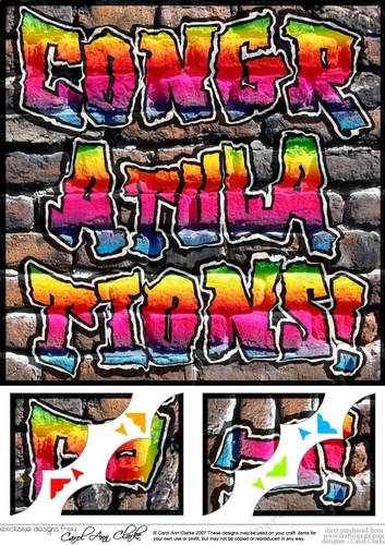 8 x 8 Graffiti CONGRATULATIONS! Scalloped corner Topper