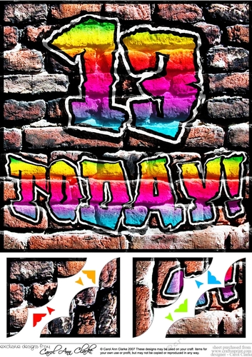 8 x 8 Graffiti 13 TODAY! Scalloped corner Topper