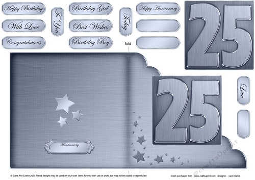 25th Metallic Age Cut and Fold Corner Card