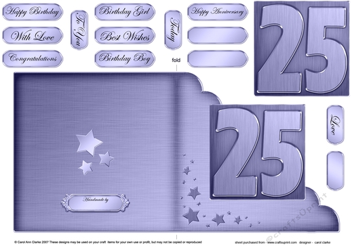 25th Metallic Age Cut and Fold Corner Card