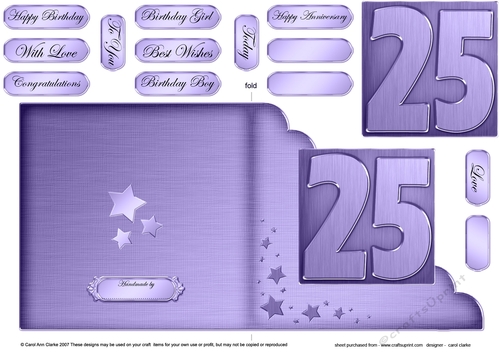 25th Metallic Age Cut and Fold Corner Card
