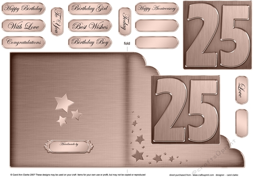 25th Metallic Age Cut and Fold Corner Card