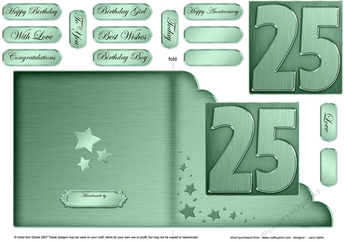 25th Metallic Age Cut and Fold Corner Card