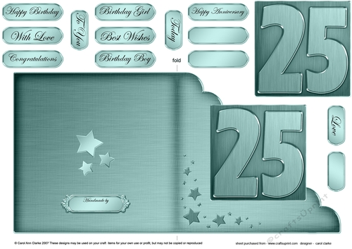 25th Metallic Age Cut and Fold Corner Card