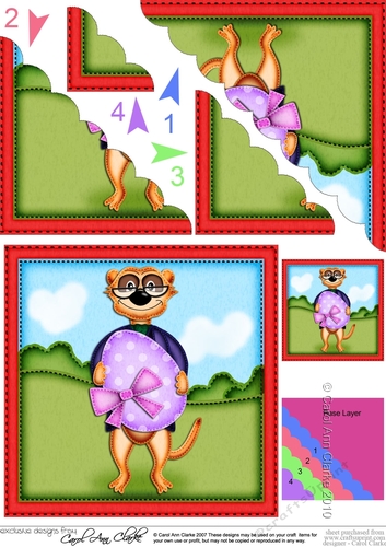 Happy Easter Meerkats Scalloped Corner Stacker