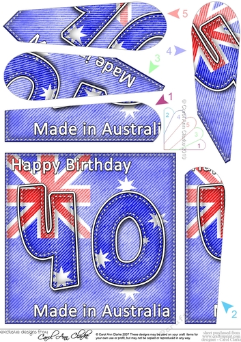 Flying the Flag AUSTRALIA 40th Birthday Fan Pyramage Topper