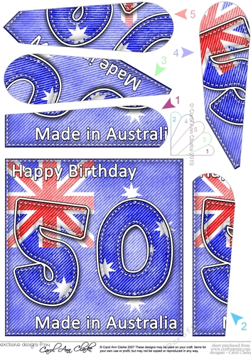 Flying the Flag AUSTRALIA 50th Birthday Fan Pyramage Topper