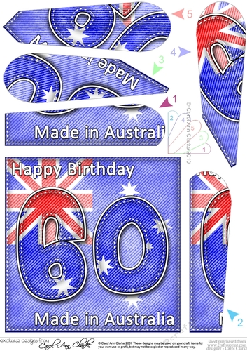 Flying the Flag AUSTRALIA 60th Birthday Fan Pyramage Topper