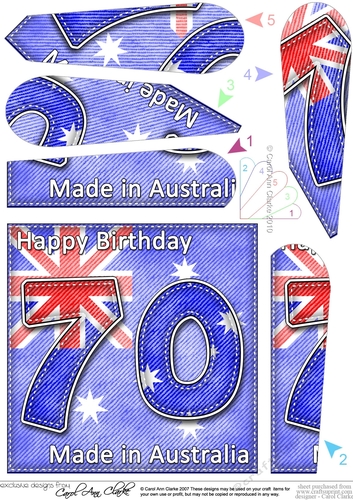 Flying the Flag AUSTRALIA 70th Birthday Fan Pyramage Topper