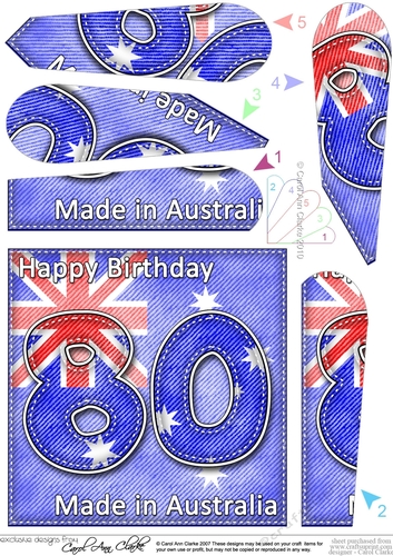 Flying the Flag AUSTRALIA 80th Birthday Fan Pyramage Topper