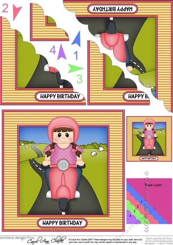 Scalloped Corner Stacker Topper - Scooter Rider