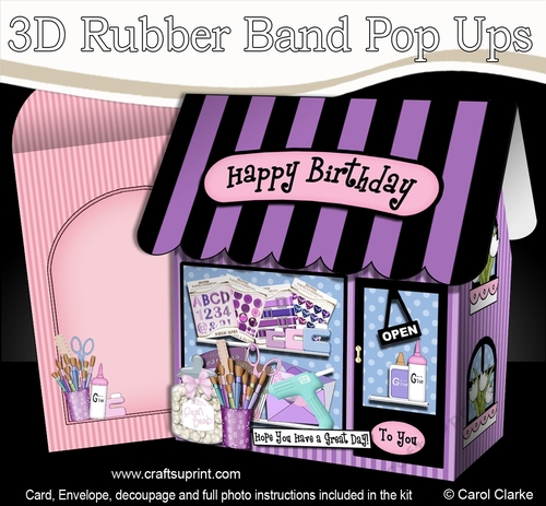 3D Shoppe Pop Up Rubber Band Card Kit  -  The Cut n Stick Craft Shop