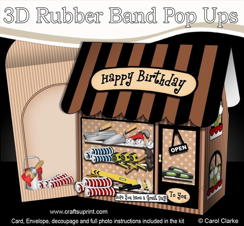 3D Shoppe Pop Up Rubber Band Card Kit  -  The Hammer n Nails DIY Store Handyman Shop