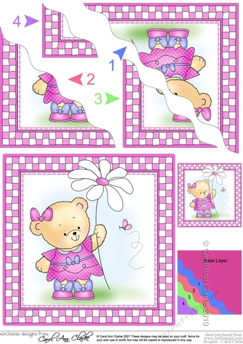 Cute Little Hunney Bear Rosie has a Pretty Flower Wavy Corner Stacker