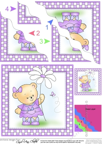 Cute Little Hunney Bear Rosie has a Pretty Flower Wavy Corner Stacker