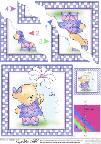 Cute Little Hunney Bear Rosie has a Pretty Flower Wavy Corner Stacker