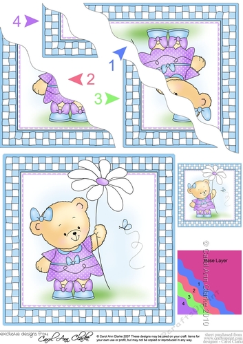 Cute Little Hunney Bear Rosie has a Pretty Flower Wavy Corner Stacker