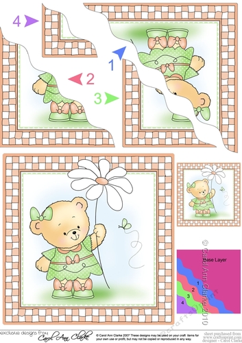 Cute Little Hunney Bear Rosie has a Pretty Flower Wavy Corner Stacker