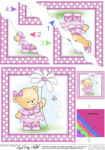 Cute Little Hunney Bear Rosie has a Pretty Flower Wavy Corner Stacker