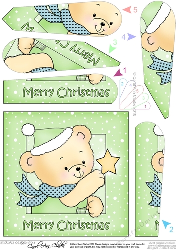 Cute Hunney Bear Robert has a Christmas Star - Fan Pyramage Topper